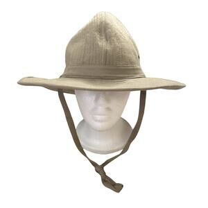 Vintage 1980s BANANA REPUBLIC Khaki Safari Hat Sz Small Adult Cotton Strap Snap